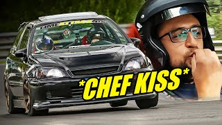 INSANE K20 Honda EK4 Rev Limiter Party VTEC Nürburgring [upl. by Lorry]