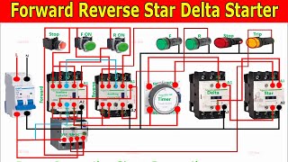 Forward Reverse Star Delta Starter Control Wiring Connection Diagram  3Phase Motor Control Starter [upl. by Lierbag]