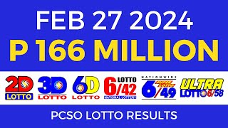 Lotto Result February 27 2024 9pm PCSO [upl. by Etem]