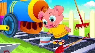 Piggy On The Railway  English Nursery Rhymes  Cartoon And Animated Rhymes [upl. by Eadrahs]