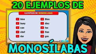 20 EJEMPLOS de PALABRAS MONOSÍLABAS I Monosílabas [upl. by Alyk]