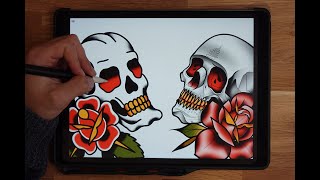 How to Draw a Tattoo Design in Old School and Neo Traditional Styles [upl. by Danby]