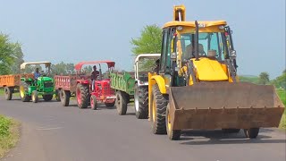 JCB 3dx Eco Loading Mud Mahindra 275 Eicher 485 John Deere Tractor with Trolley [upl. by Plusch766]