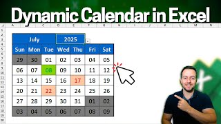 How to Make Interactive Calendar in Excel  Basic Formulas and Fully Customizable [upl. by Lovich972]