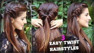 1 Min CUTE amp EASY Everyday Twist Hairstyles For School College Work Quick Hair Tutorial [upl. by Nodnab]