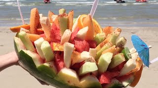 Rocky Point beach vendors making sandia loca or crazy watermelon [upl. by Emmeline]