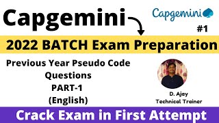 Capgemini Pseudo Code Previous Year Questions  2022 BATCH Exam Preparation  Crack Exam  PART1 [upl. by Ainnek]