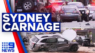 Parramatta Road shut down after sixcar pileup  9 News Australia [upl. by Namrak]