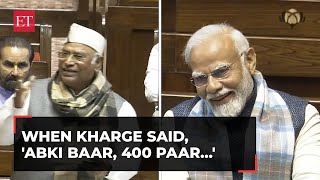 When Congress chief Kharge said Abki baar 400 paar in Rajya Sabha PM Modi laughs [upl. by Attener718]