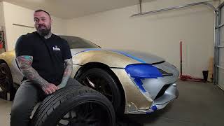 Fiber Glassing the FrontEnd Base Panels on a 2021 A90 Toyota Supra [upl. by Eeldivad399]