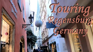 Touring Regensburg Germany walk the streets exploring the city medieval buildings sites people tour [upl. by Onida10]