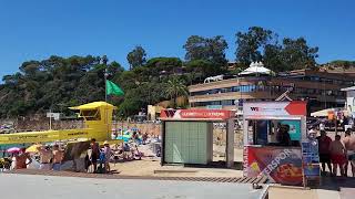 Walk Tour Lloret de Mar Beach Promenade Costa Brava Spain [upl. by Meyer]