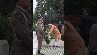 PM Modi lays wreath at Monument to Battle of Monte Cassino amp Kolhapur Memorial  shorts [upl. by Assenav]