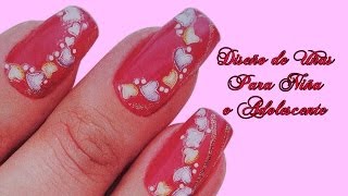 Diseño de Uñas Para Niña o Adolescentes  Fotos de Uñas Decoradas paso a paso  31 [upl. by Yeleak20]