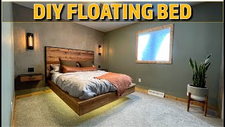 How to Build a FLOATING BED  Bedroom Reno Part 5 [upl. by Brion655]