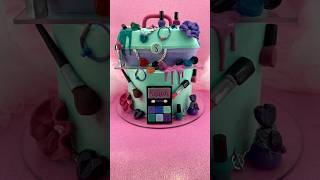 💄 3D Realistic MAKEUP CASE Cake Caboodles Birthday 2 Tier Fondant Lipstick Isomalt Nail shorts [upl. by Aleakam]