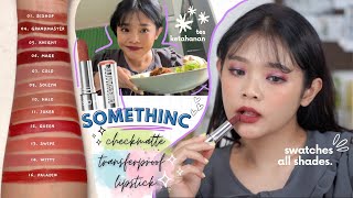 REVIEW SOMETHINC CHECKMATTE TRANSFERPROOF LIPSTICK ALL SHADES  TES KETAHANAN 😉  RIRIEPRAMS [upl. by Eelime909]