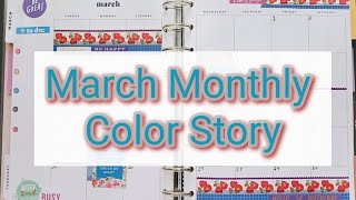 Decorating My Monthly Happy Planner Layout  planwithme  March Color Story [upl. by Jessie]