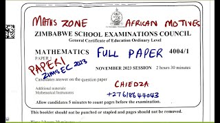 Olevel Mathematics NOVEMBER 2023 PAPER 1 ZIMSEC mathszoneafricanmotives [upl. by Ossy]