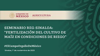 Seminarios RegSinaloa quotFertilización del cultivo de maíz en condiciones de riegoquot [upl. by Lexis]