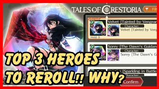 Tales of Crestoria Top 3 Heroes To Reroll For Select Summon Guide [upl. by Meill948]