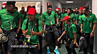 Indomitable lions of Cameroon celebrating Samuel Eto as Onana sings for them [upl. by Delmor361]