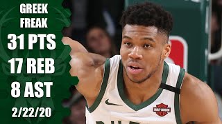 Giannis Antetokounmpo scores 31 in under 30 minutes in 76ers vs Bucks  201920 NBA Highlights [upl. by Aleunam]