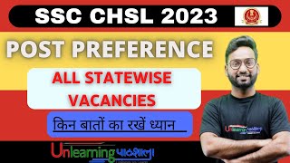 CHSL 2023 POST PREFERENCE  STATEWISE VACANCIES  RTI REPLY ssc chsl2023 [upl. by Whittaker]