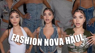 FASHION NOVA HAUL  low rise jeans sets summer tops [upl. by Ines]