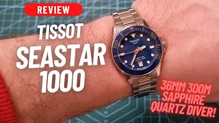 AFFORDABLE SWISS UNISEX DIVER  REVIEW TISSOT SEASTAR 1000 36MM 300M DIVER T1202101104100 [upl. by Chelsie]