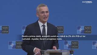 Jens Stoltenberg spune că 18 ţări membre NATO vor aloca în 2024 cel puţin 2 din PIB pentru apărare [upl. by Anidene]