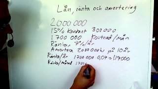 Matematik 1a 1b 1c lån ränta amortering [upl. by Leone]