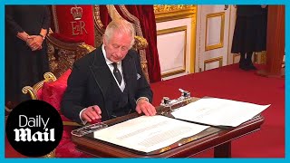 King Charles III signs the Proclamation at St Jamess Palace [upl. by Heller]