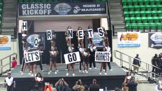 Alabama AampM Cheerleaders Battles Against Alabama State University Cheerleaders In Birmingham AL 2017 [upl. by Yelkreb467]