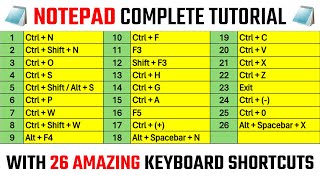 Notepad Complete Tutorial with 26 Amazing Keyboard Shortcuts [upl. by Anitram95]