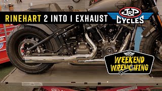 Rinehart 2 into 1 Exhaust Install  Milwaukee Eight Softail [upl. by Enehs872]