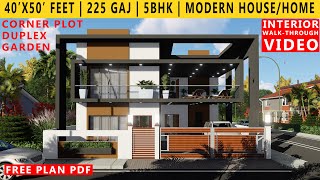 40 x 50 FEET MODERN HOUSE PLAN  5BHK BUNGALOW  225 GAJ  2000 SQFT  HOME DESIGN  DUPLEX PLAN [upl. by Leake]