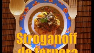 Receta de Stroganoff de ternera Beef Stroganov [upl. by Sherfield]