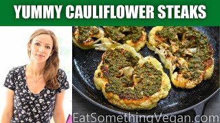 Cauliflower Steaks with Chermoula Sauce 1 [upl. by Athey]