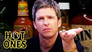 Noel Gallagher Looks Back in Anger at Spicy Wings  Hot Ones [upl. by Jotham]