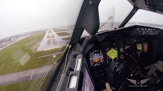 Stormy crosswind landing in LGW  Boeing 737 Captains view [upl. by Gathard]