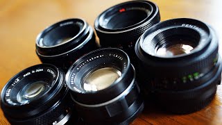 Five RAZOR SHARP 50mm f18 Lenses  Pentax Olympus Zeiss Jena Pentacon and Meyer Optik  Rated [upl. by Nidnerb]