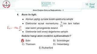 12 Sınıf MEB Fizik Kazanım Kavrama Testi10 Atom Fiziğine Giriş ve Radyoaktivite1 20182022pdf [upl. by Econah58]