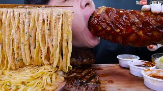 ASMR OUTBACK TOOWOOMBA PASTA amp JIMBOOMBA STEAK amp BACK RIBS 아웃백 투움바파스타 amp 갈릭짐붐바 스테이크 amp 베이비릭 먹방 MUKBANG [upl. by Enylekcaj]