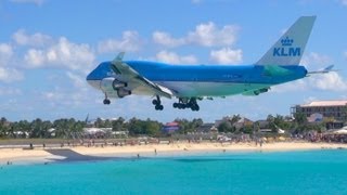 Sint Maarten KLM Boeing 747 Landing from Sonesta Maho Beach Patio HQ [upl. by Russon]