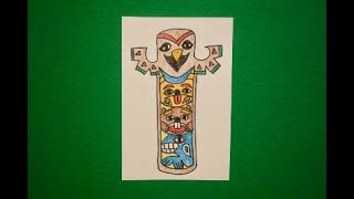 Lets Draw a Totem Pole  Pacific Northwest [upl. by Annauj]