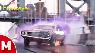 Car Chase Scene  Hawkeye Episode 3 4K [upl. by Yraek]