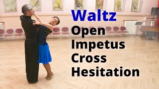 How to Dance Waltz Open Impetus Cross Hesitation and Outside Spin [upl. by Garnett]