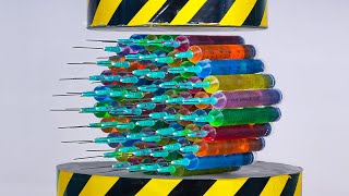 Aplastando Jeringas con una Prensa Hidraulica Hydraulic Press VS Syringes [upl. by Sihon502]