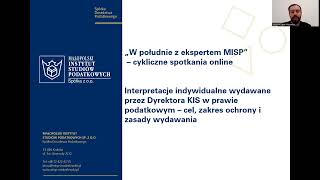 Indywidualna interpretacja przepisów prawa podatkowego wydawana przez Dyrektora KIS [upl. by Lleynad991]